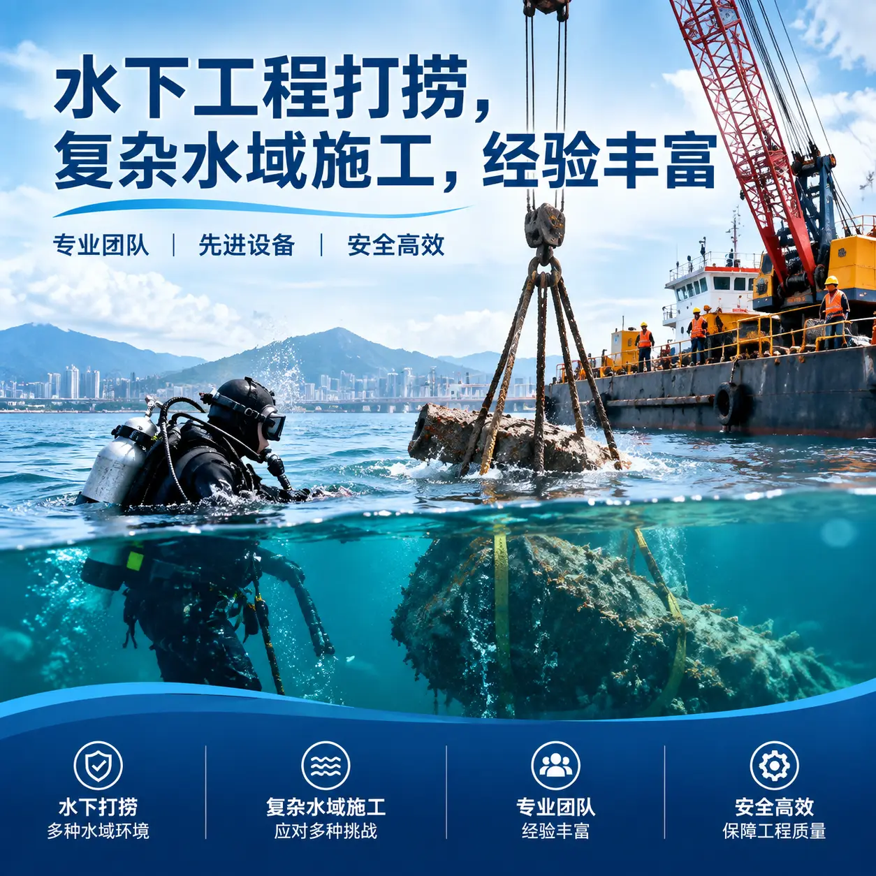水下工程打捞，复杂水域施工，经验丰富镇安